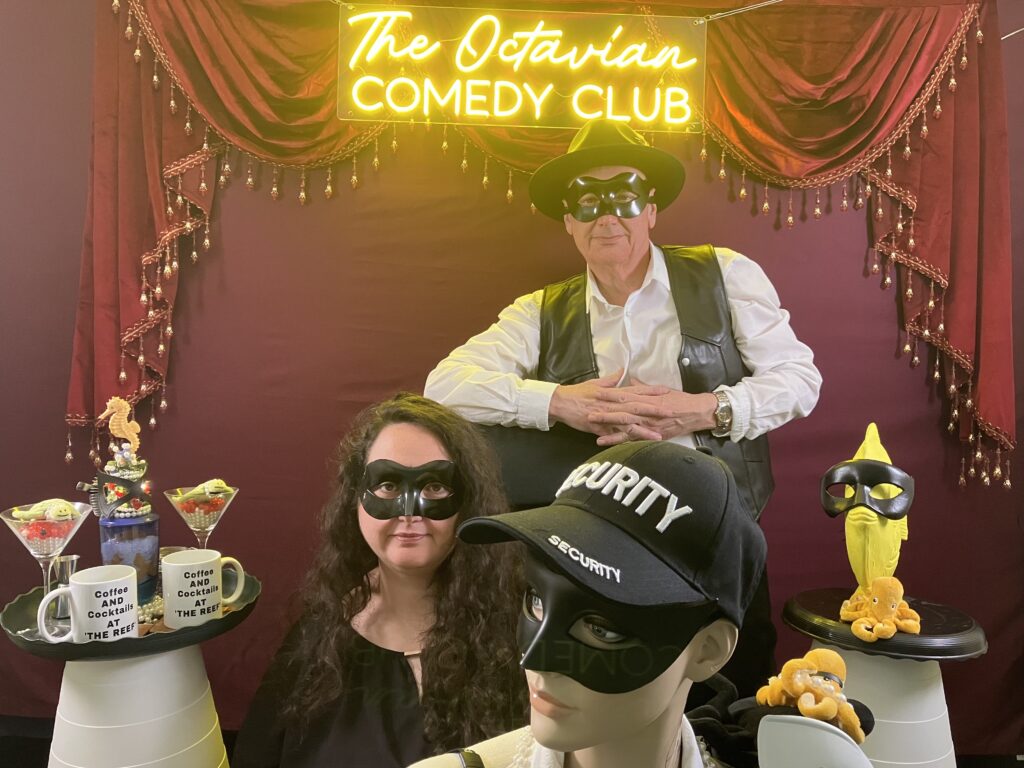 The Darling Family visiting posing the Octavian Comedy Club